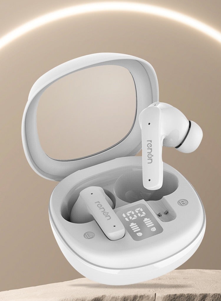 RENON EchoBuds Bluetooth Headphones 5.4 Wireless Earbud with Active Noise Cancelling (ANC), 20 Hours Battery Life, IPX4 Waterproof, HD Audio, Fast Charging, True Wireless In-Ear Headphones White - Image 3